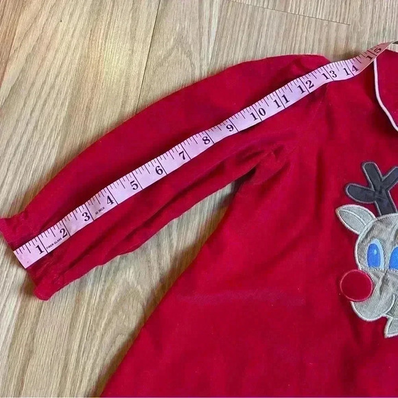 4T 100% cotton Rudolph red Christmas shift dress long sleeves ribbed corduroy - Picture 6 of 7
